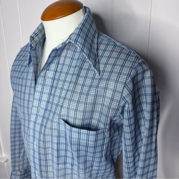 Vintage 70s K-Mart Blue Knit Retro Shirt - Picture 10 of 12